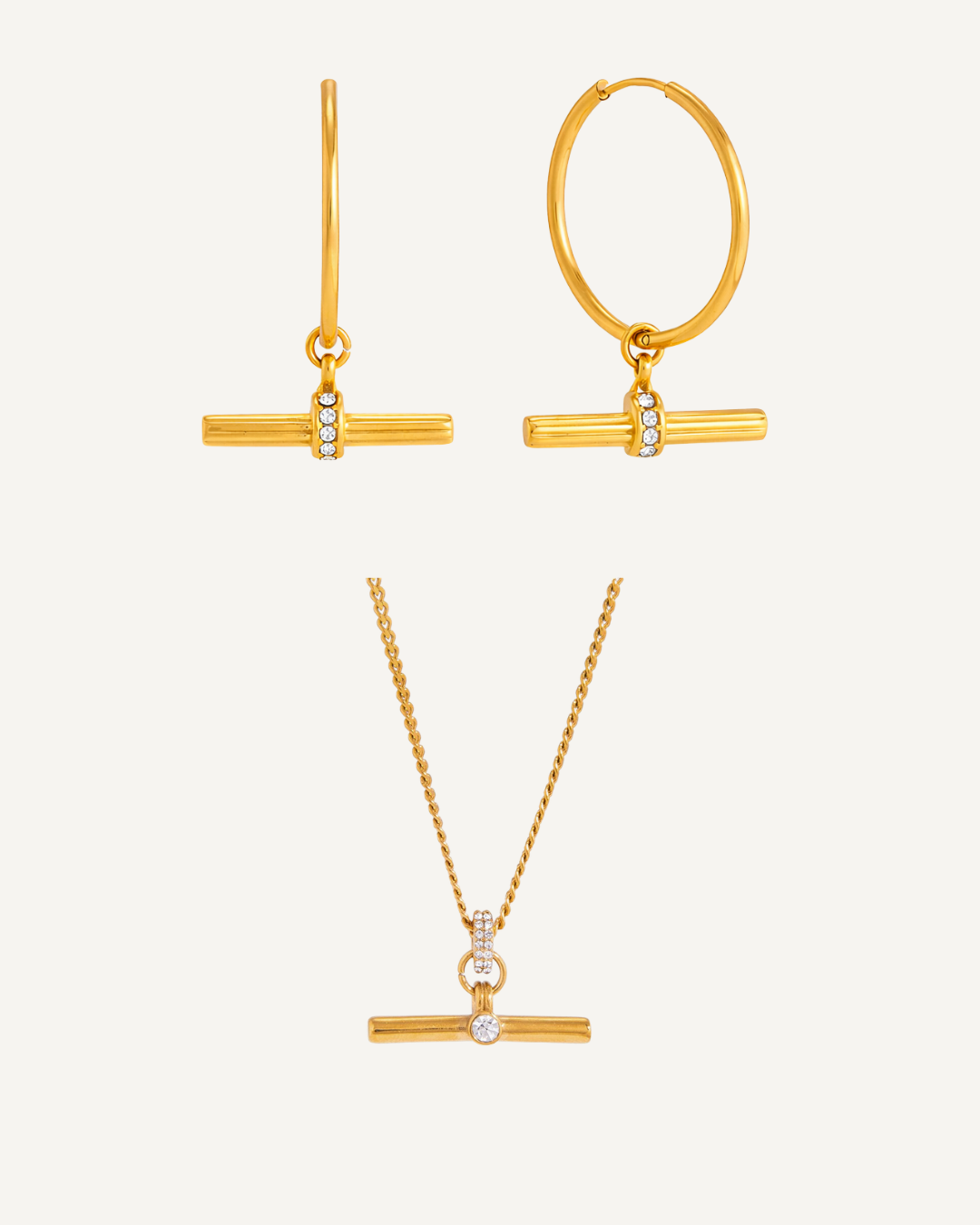 Everyday | Brinco e Colar T-bar Dueto