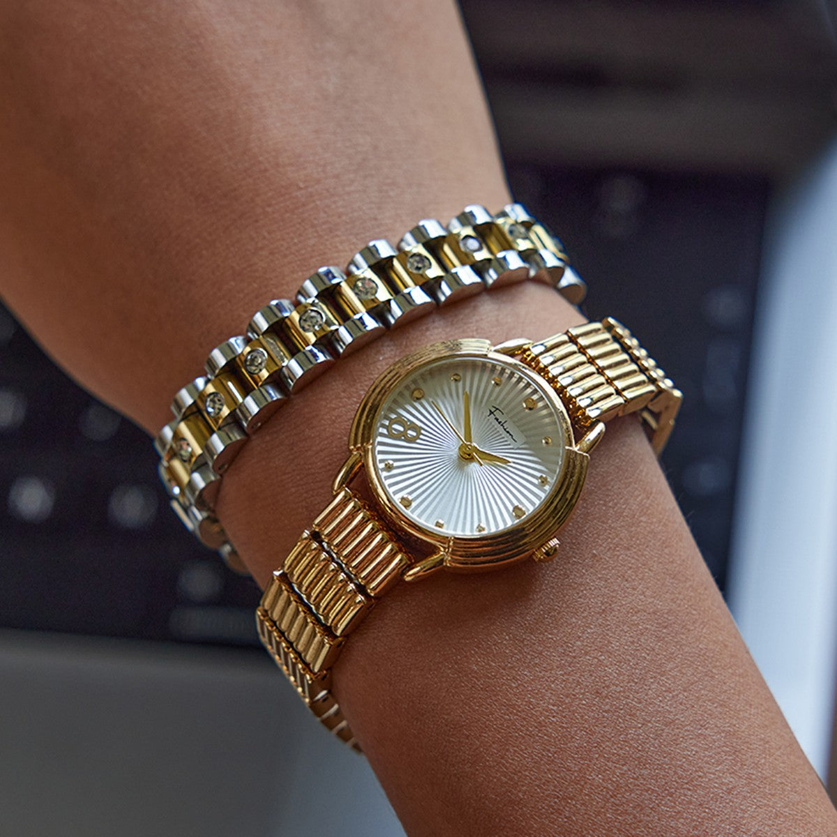 Everyday | Pulseira Bracelete Milano Prata e Ouro