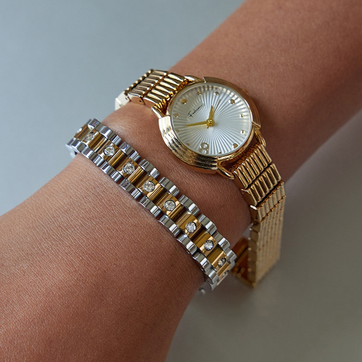 Everyday | Pulseira Bracelete Milano Prata e Ouro